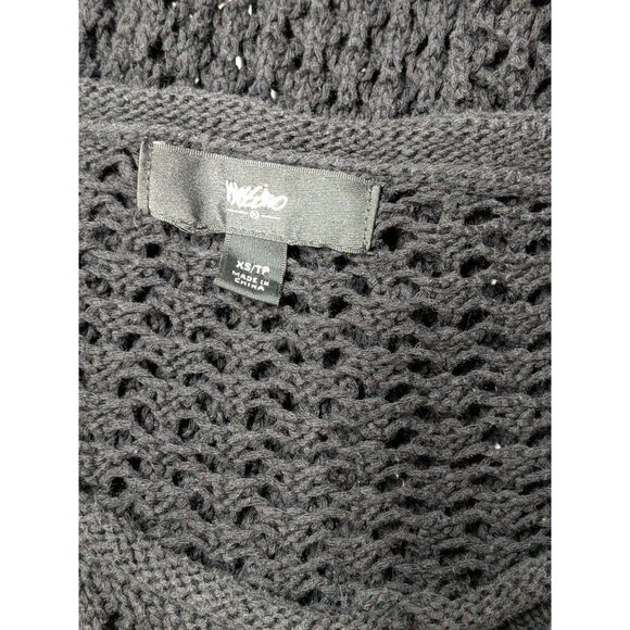 Crochet Open Knit Sweater Women Size XS Roll V Neck Oversized Pullover Goth Y2K - Picture 9 of 11